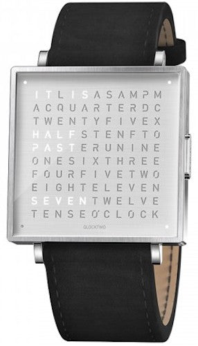 QLOCKTWO Watch W39 Fine Steel Leather QW393BRLSVBN