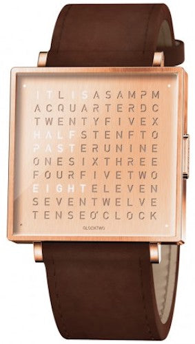 QLOCKTWO Watch W39 Fine Copper Leather QW39EN4RGLSVB