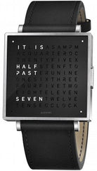 QLOCKTWO Watch W39 Pure Black Leather QW39EN6BRLSBL