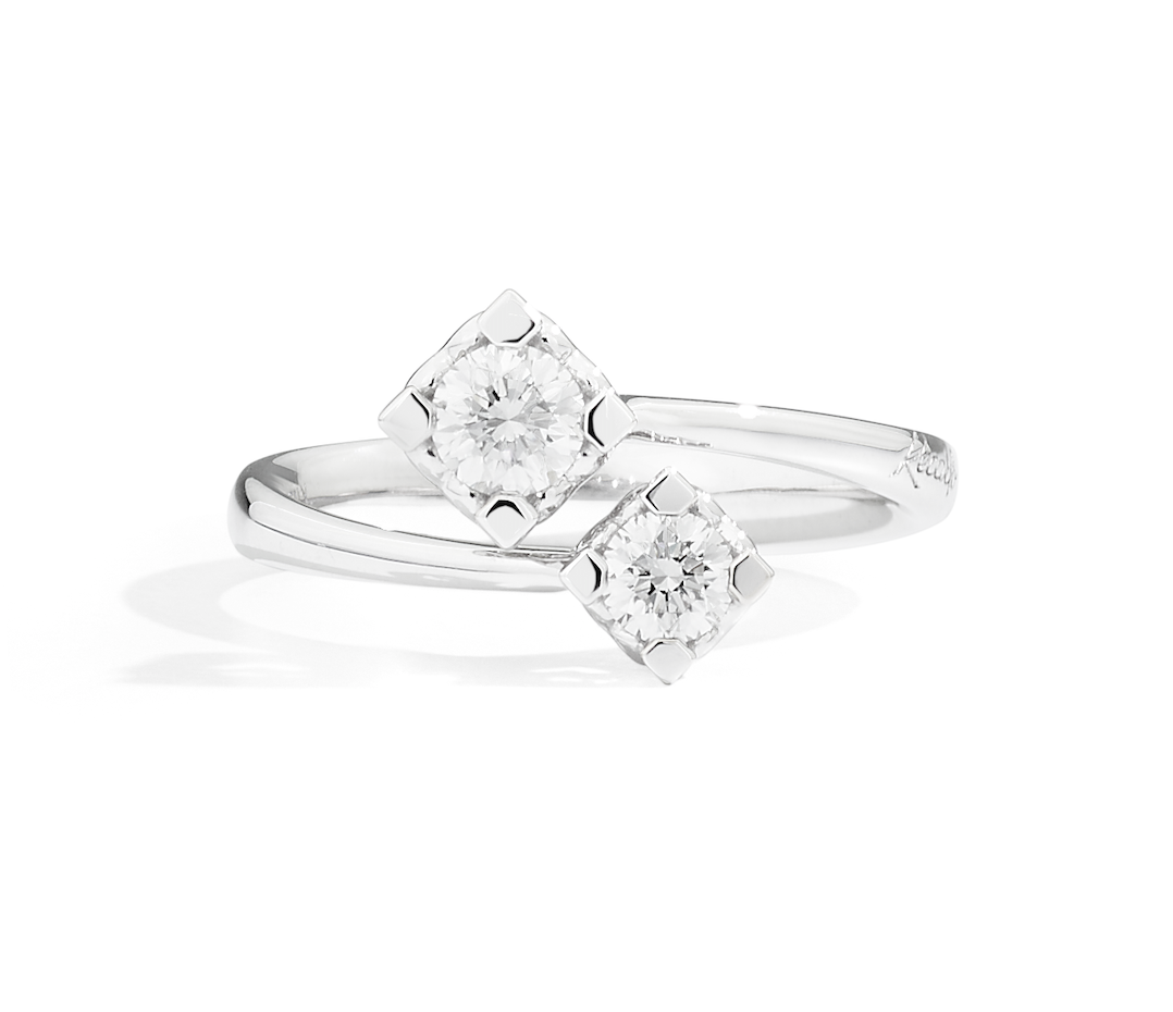 Recarlo Anniversary Square 18ct White Gold Diamond Square Crossover Ring REC-493 Image 2