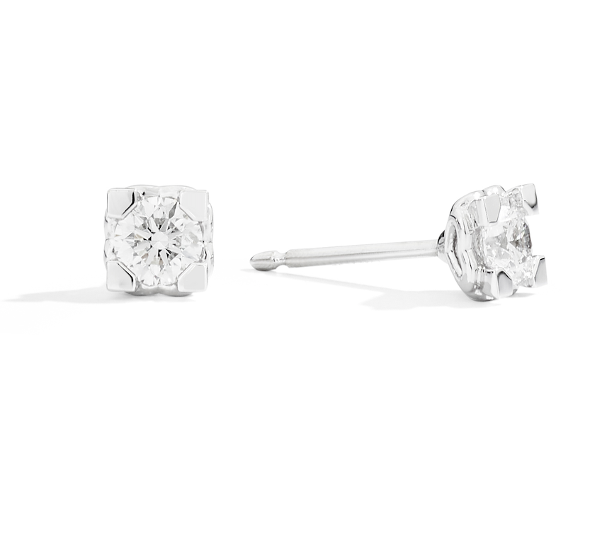 Recarlo Anniversary Square 18ct White Gold Diamond Stud Earrings REC-464 Image 1