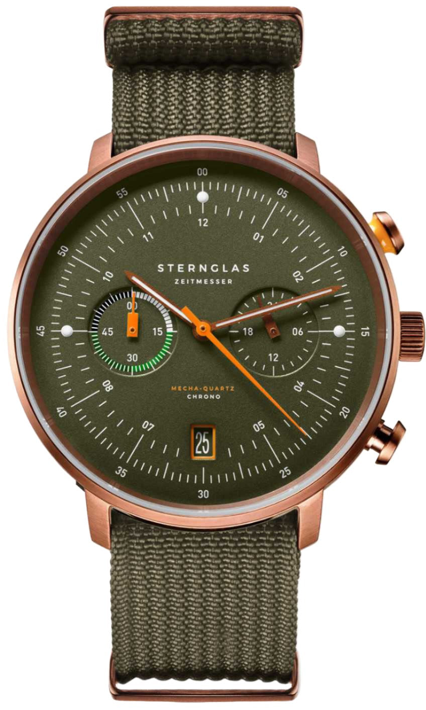 Sternglas Watch Hamburg Chrono Green Bronze S01-HC35-FI05