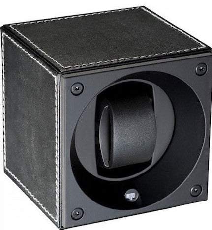 Swiss Kubik Watch Winder Single Black Leather With White Stitches SK01.CV001 Image 1