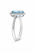 Tivon Platinum Santa Maria Aquamarine Diamond Emerald Cut Cluster Ring RWP1690-SAQ Image 2