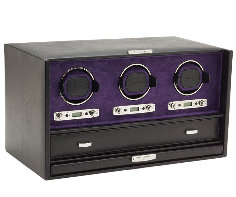 Wolf Blake Triple Winder Storage And Travel Case Black Pebble