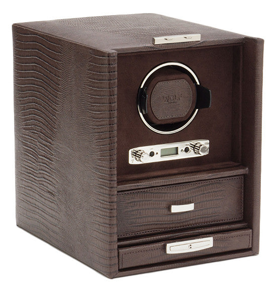 Wolf Blake Single Winder And Storage Brown Lizard