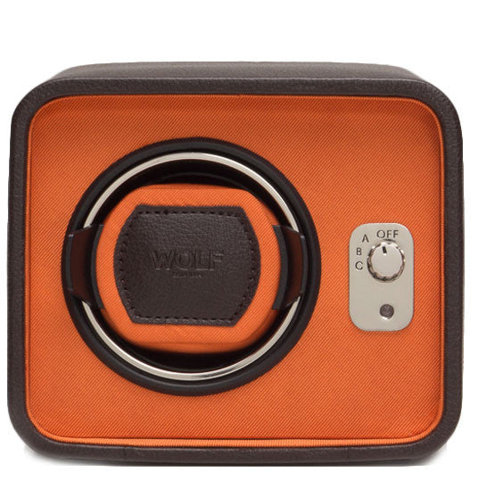 Wolf Windsor Single Winder Brown/Orange
