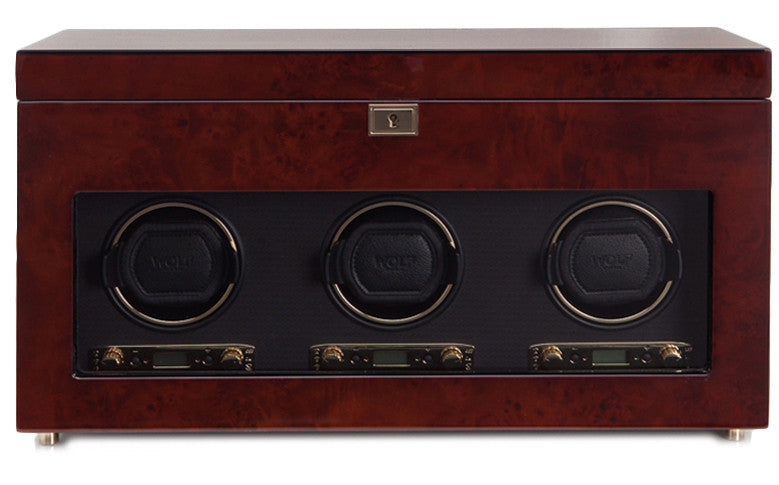 Wolf Savoy Triple Winder Storage And Travel Case Burl