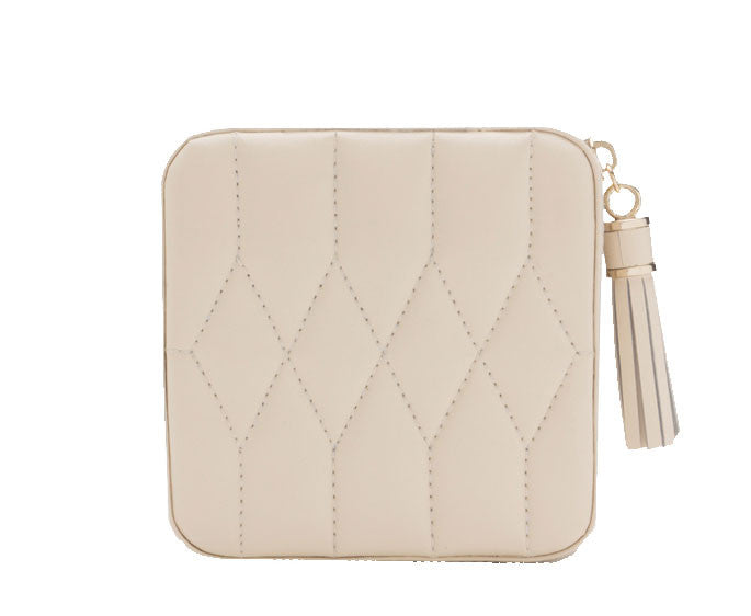 Wolf Caroline Zip Travel Jewellery Case Cream 329953