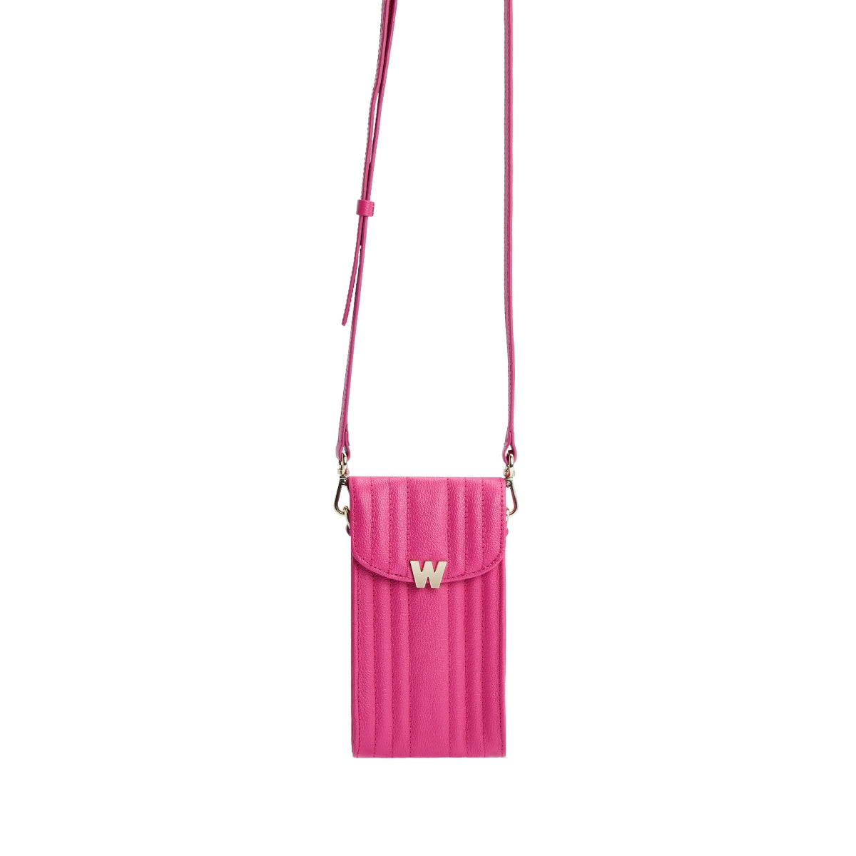 Wolf Mimi Collection Leather Pink Phone Case with Wristlet and Lanyard, 768590
